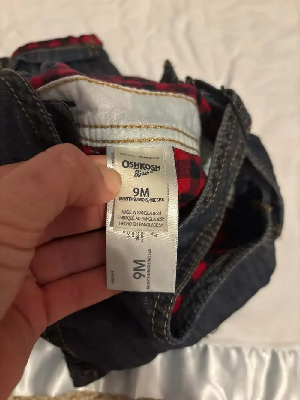 OshKosh B'gosh Flannel-Lined Denim Overalls, Size 9M, NWT